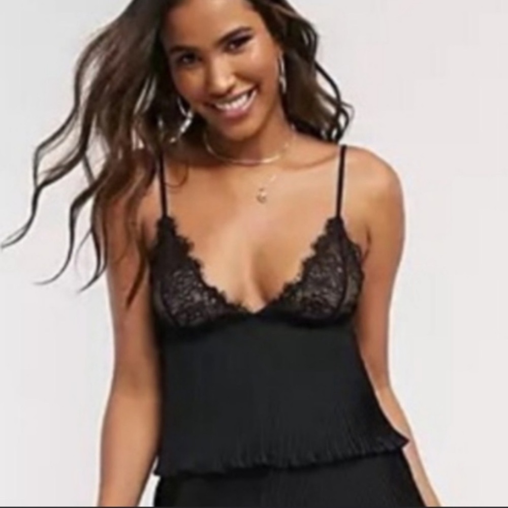 New! Bluebella Atlanta Plisse Black Lace Trim Camisole tank 2299 - Picture 3 of 12